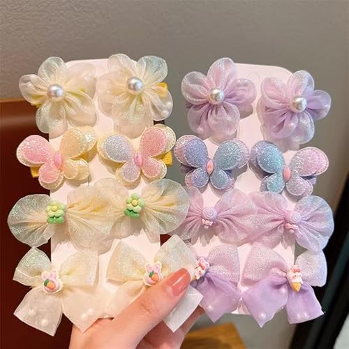3 Pack Cute Hair Clips for Girls Hair Accessories Flower/Bow/Butterfly Clips Fully Lined Alligator Clips for Little Girls