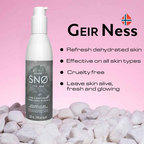 Geir Ness NORSK SNØ Hand & Body Cream - Dry Skin Lotion - Single Use Deep Moisturizer with Essential Oils
