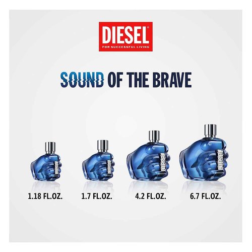 Diesel Sound of the Brave Eau de Toilette Spray Cologne for Men - Bison Grass Accord, Amber Woods & Juniper Essence, 4.2 Fl Oz