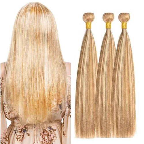 Labamiya Human Hair Bundles 20 22 24 Inch Straight P27/613 Bundles Human Hair 11A Brazilian Virgin Quick Weave Hair for Black Women