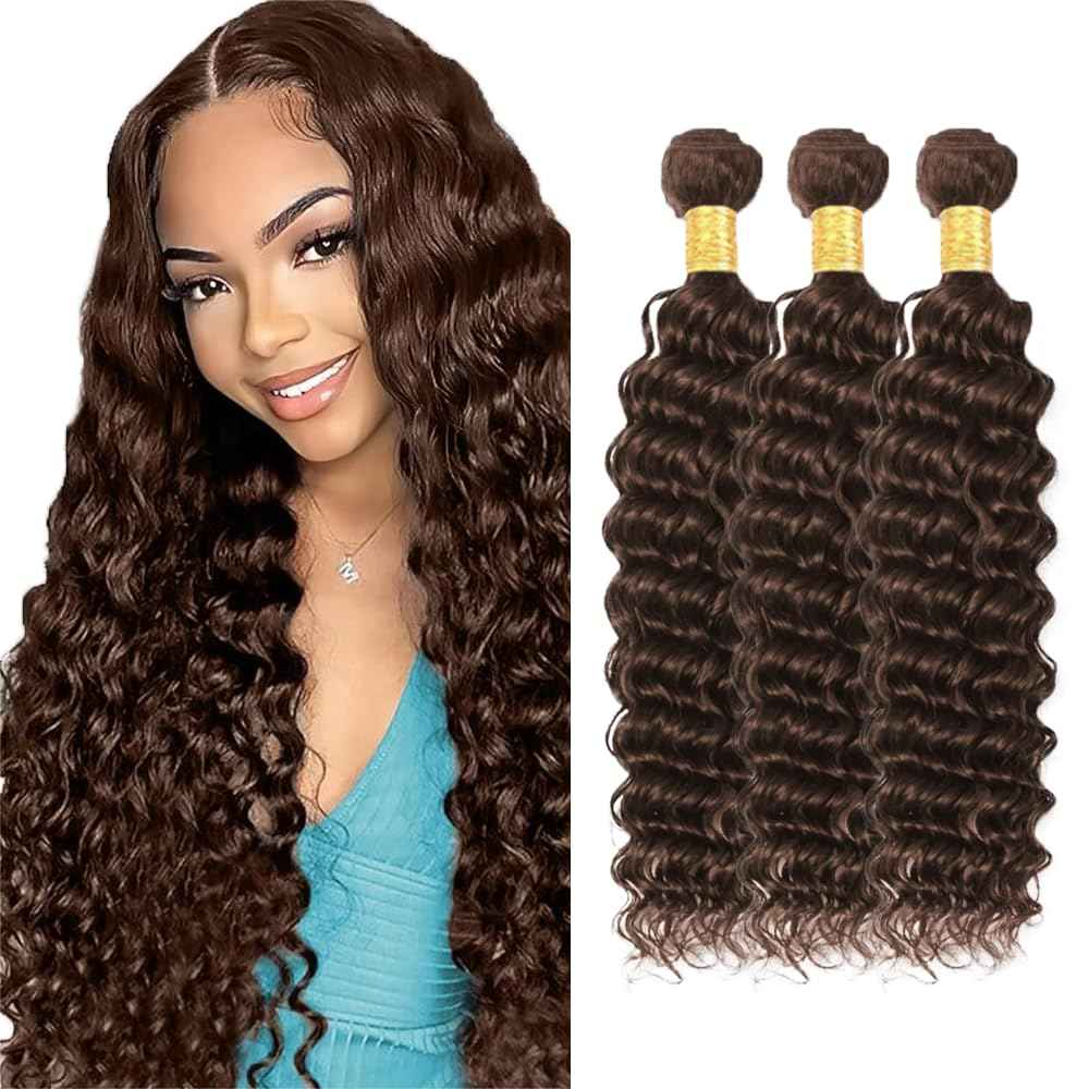 28 30 32 inch Dark Brown Bundles Chocolate Brown Human Hair Bundles #4 Deep Wave Bundle Human Hair Extensions