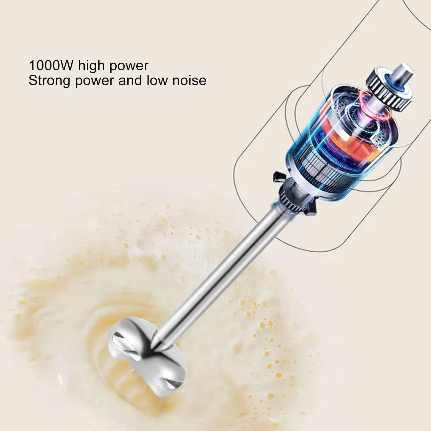 4 In 1 Multifunctional Hand Blender, Immersion Hand Blender, Stainless Steel Food Processor 700ml Mixing Cup 500ml Meat Grinding Bowl US Plug 110V