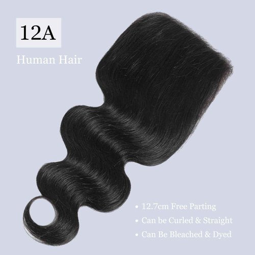 MOMOSHERO 5x5 HD Lace Closure, 18 Inch Body Wave Human Hair, Pre Plucked Sew In, 100% Unprocessed Brazilian Virgin Wavy Hair, Natural Black