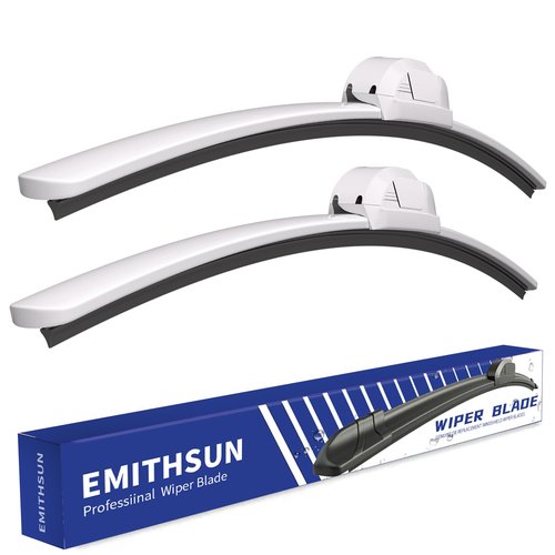EMITHSUN OEM QUALITY 18" + 18" Premium All-Seasons Durable Stable And Quiet White Windshield Wiper Blades (Set of 2)