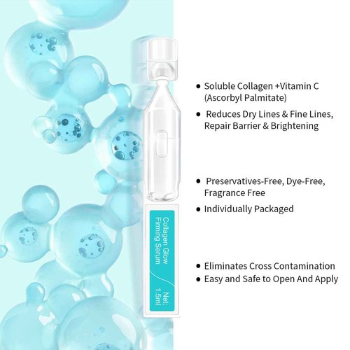 Collagen Glow Firming Face Serum - Fresh Facial Ampoule with Hyaluronic Acid, Adenosine & Centella – Anti-Aging, Firming & Hydrating Skincare for Fine Lines, Wrinkles & Sensitive Skin -30 Vials
