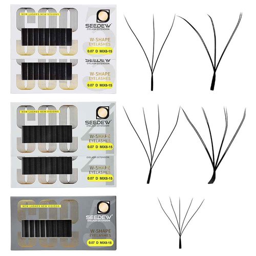SEEDEW 3D+4D+5D+3DD+4DD 5 Pieces W Shape Eyelashes EXTENSIONS Combination Sale(0.07D-MIX8-15mm)