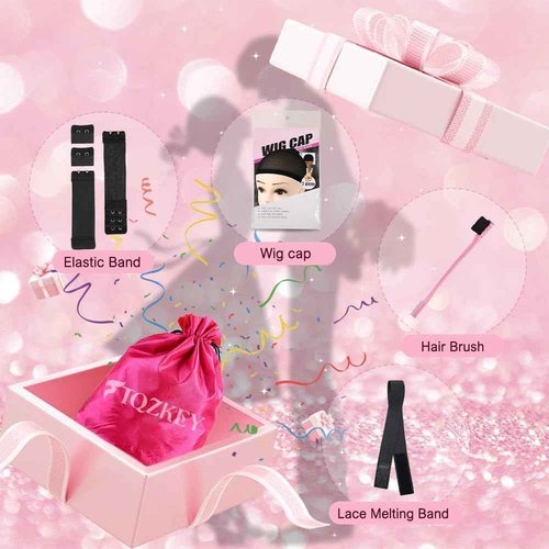 FTQZKEY 28 Inch 7x5 Brown HD Lace Closure Wigs Human Hair 220 Density Wear and Go Glueless Wigs Human Hair Pre Plucked Pre Cut with Bleached Knots Brown Straight Hair for Beginners