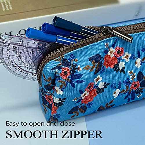 LParkin Birch Floral Canvas Pencil Case Teacher Gift Flower Pen Bag Gadget Pouch Stationary Case Makeup Cosmetic Bag Box