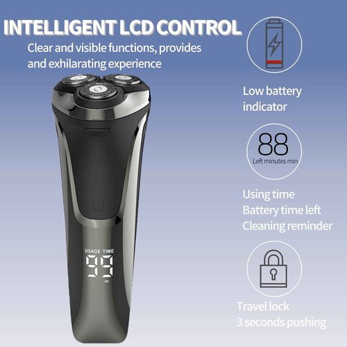 Snapbuy Electric Razor for Men, Snapbuy Electric Razor Pro, Ipx7 Waterproof Cordless Shaver with 90-Min Runtime, 4D Floating Head Rotary Shaver, Fast Charging (Black)