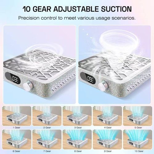 Nail Dust Collector Quiet 4500RPM: for Acrylic Gel Dip Powder Nails Professional Nail Vacuum Extractor Cleaner Nail Tech Must Haves for Beginner Manicure Pedicure Nail Salon Home Use