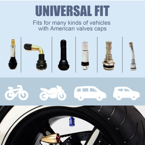 Tire Valve Stem Caps Cover - (5 Pack) Tire Air Cap N2 Nitrogen Metal with Plastic Liner Corrosion Resistant Leak-Proof for Car Truck Motorcycle Bike Blue
