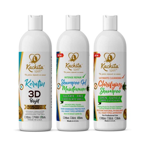Kachita Spell Brazilian 3D Chocolate Keratin Hair Treatment Kit - Instantly Straightens, Smooths, Repairs, Conditions, and Strengthens Hair. Made in USA, Professional Results