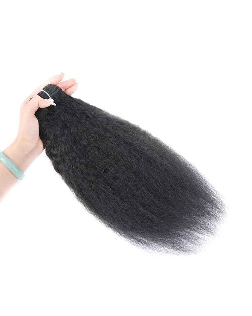 Kinky Straight Bundles Human Hair 100% Virgin Remy Brazilian 16 18 20 Inch Yaki 3 Bundles For Women Natural Black Color