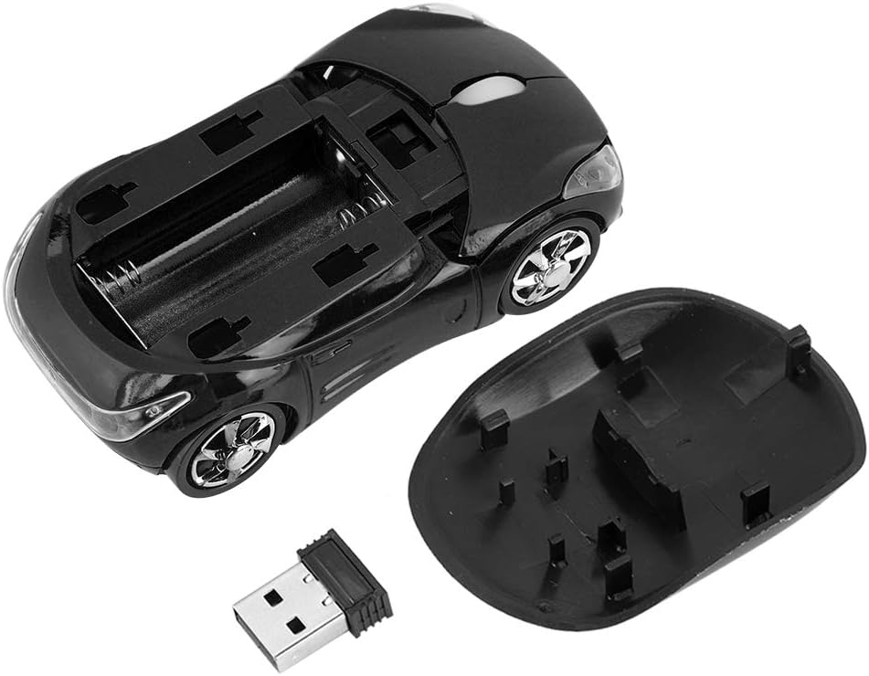 1600DPI Portable Mouse, 10M 2.4G Bluetooth Optical with Receiver Storage, 3 Buttons Car Shaped for/ME/Windows PC/Tablet Gaming Office(Black)