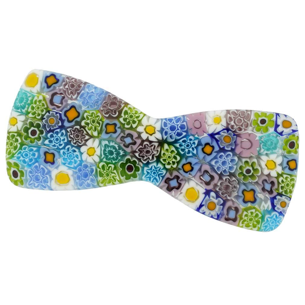 Glass Of Venice Murano Glass Millefiori Bowtie Hair Clip - Pastels