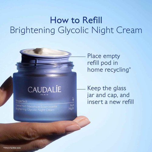 Caudalie Vinoperfect Dark Spot Brightening Glycolic Night Cream, Refillable Jar - 50 mL