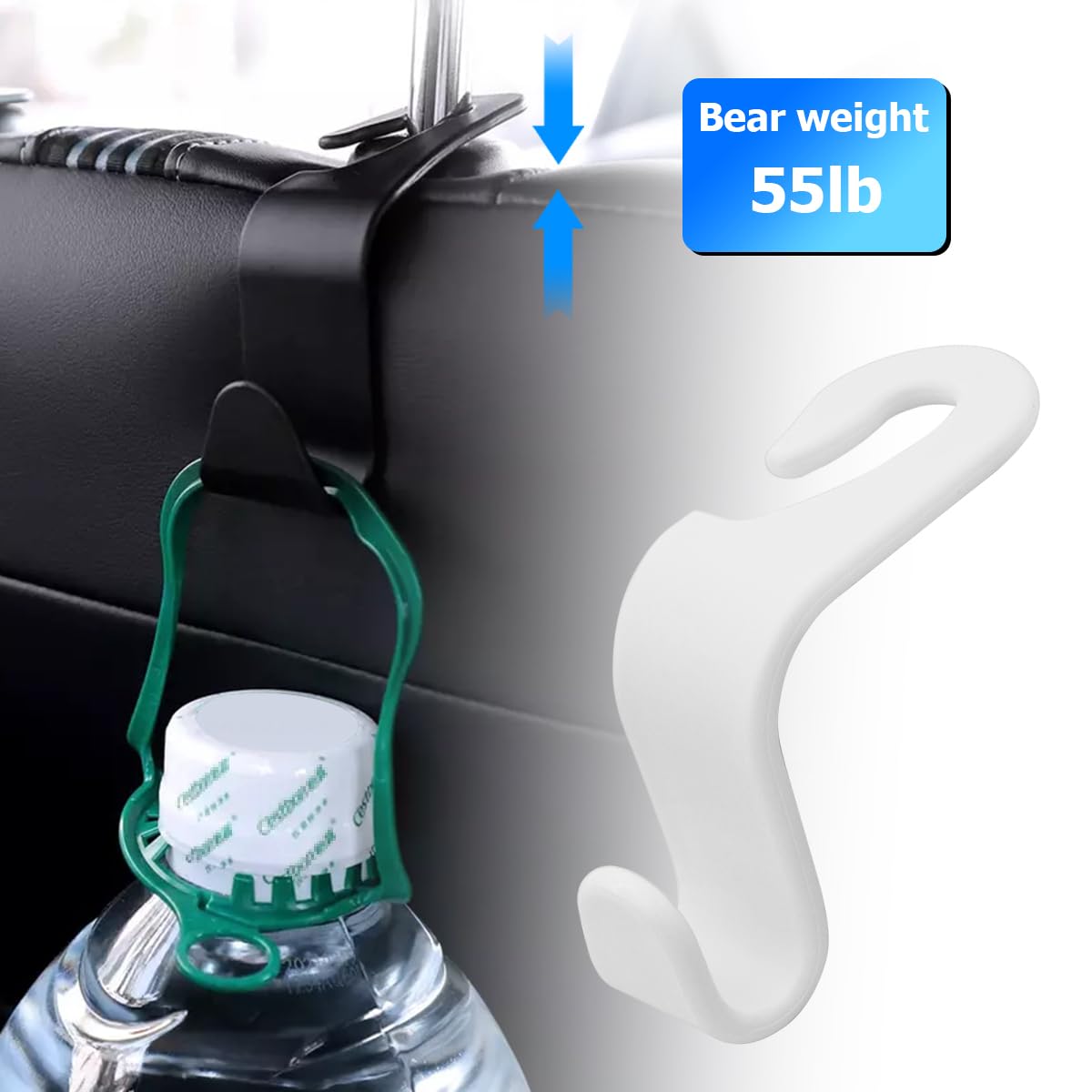 4PCS Car Back Seat Headrest Hooks, Rear Car Seat Storage Headrest Hanger Holder Hooks Organizer, Universal Auto Interior Accessories for Bag Purse Handbag Cloth Coats Grocery (White)