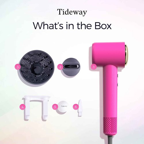 Tideway Hair Dryer, Blow Dryer with Diffuser High-Speed Plasma Ionic Low Noise for Fast Drying, Travel Hair Dryer for Women and Man, Curly/Wavy & Long/Thick Color-Treated Hair H11