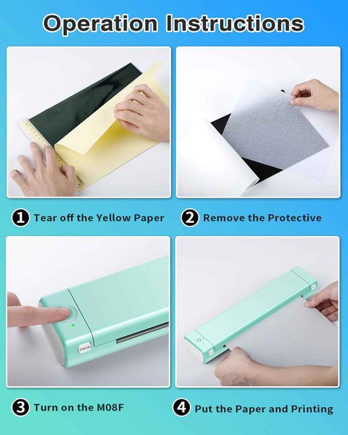 Phomemo M08F Wireless Tattoo Transfer Stencil Printer Green with 45PCS of Tattoo Transfer Paper Compatible wit, Bluetooth Tattoo Printer Compatible with Android, iOS and PC