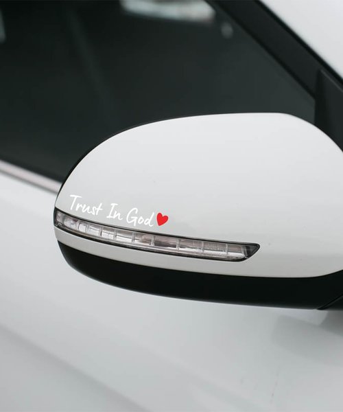 SCUARI 4PCS Car Stickers,Cars Decals,Car Accessories Trust in God Rearview Mirror Sticker,Auto Stickers and Decals,Auto Decals for Women,Trust in God Mirror Decoration,Fits Most Vehicles (White&Red)