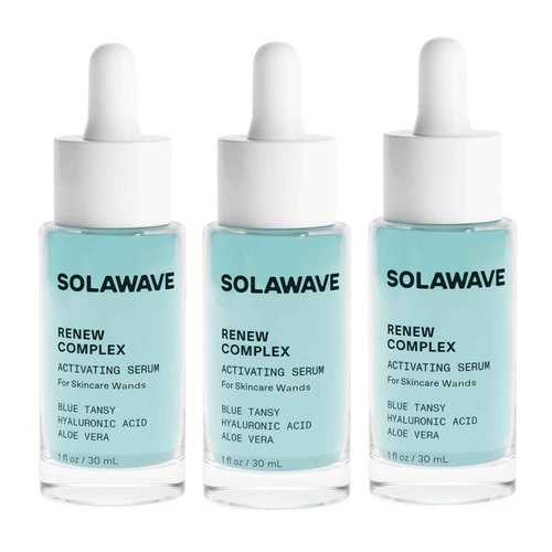 Solawave Renew Complex Red Light Therapy Activation Serum for Face & Neck | Pairs with LED Facial Wand Device | Hydrates & Plumps the Skin | Blue Tansy, Aloe Vera, Hyaluronic Acid (3 Pack - 1 Oz)