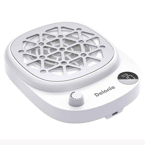 Delanie Professional Nail Dust Collector Cordless with 50pcs Filter Pads, Portable Dust Collector for Nail Tech 6000 RPM, Rechargeable Compact Nail Fan Dust Collector with 10 Speed Settings & Display