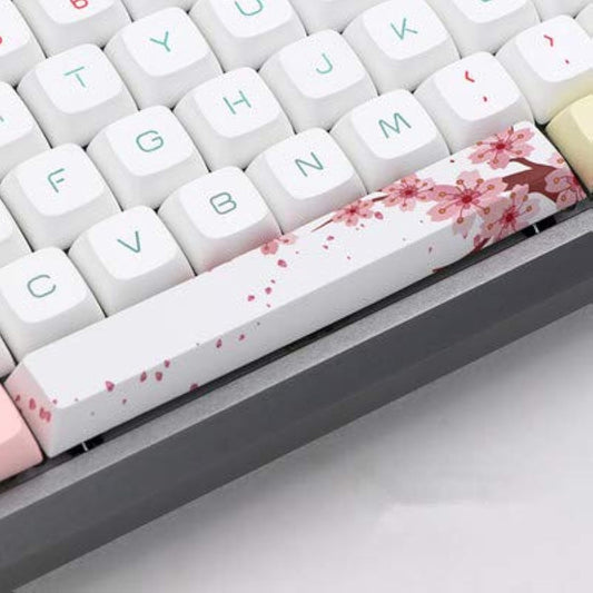 5-Side Dye-subbed PBT Spacebar Keycap Cherry Profile DIY Keycap 6.25U 6.25X for Gaming Mechanical Keyboard Pink Flowers