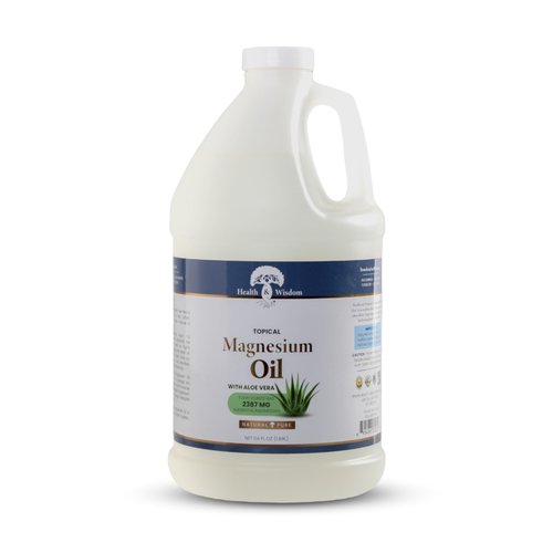 Health & Wisdom Pure Magnesium Oil with Aloe Vera - Topical Muscle & Joint Relief- Natural and Pure Skin Moisturizer - Enhanced Absorption - 64 fl oz