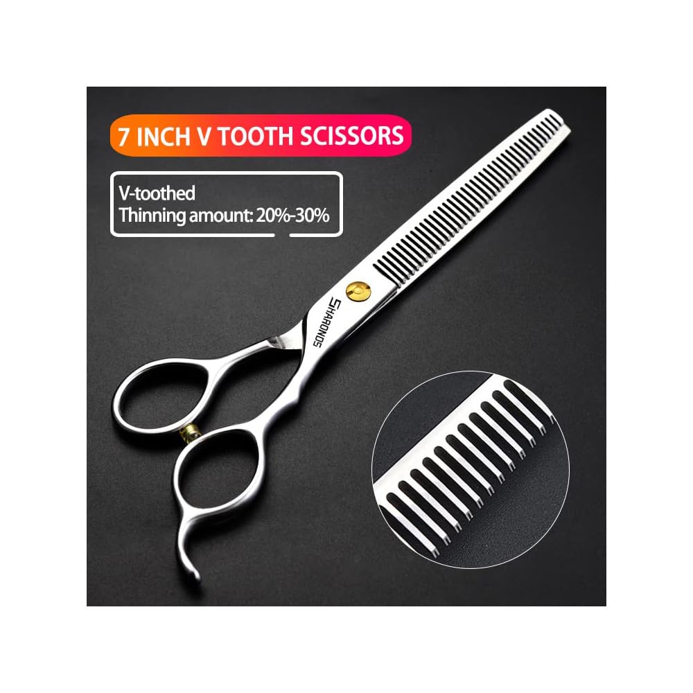 Professional Barber Hair Cutting Scissors/Shears (7-Inches) Stainless Steel Hairdressing Scissors (7 inch-2pc)