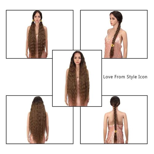 Style Icon 41" Lace Front Wigs Super Long Wavy Wig Middle Part Lace Wigs 130% Density Synthetic Wigs(41", TT6/30W)