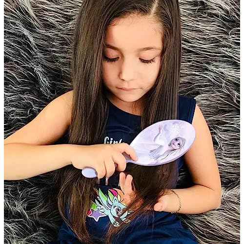 Frozen Princess Elsa Hair Accessory 5 Pcs Set - 1 Regular 9 inch Frozen Hairbrush & 4 Frozen Scrunchies - Detangling Brush & Elastic Hair Ties Ropes for Girls, Ages 3+