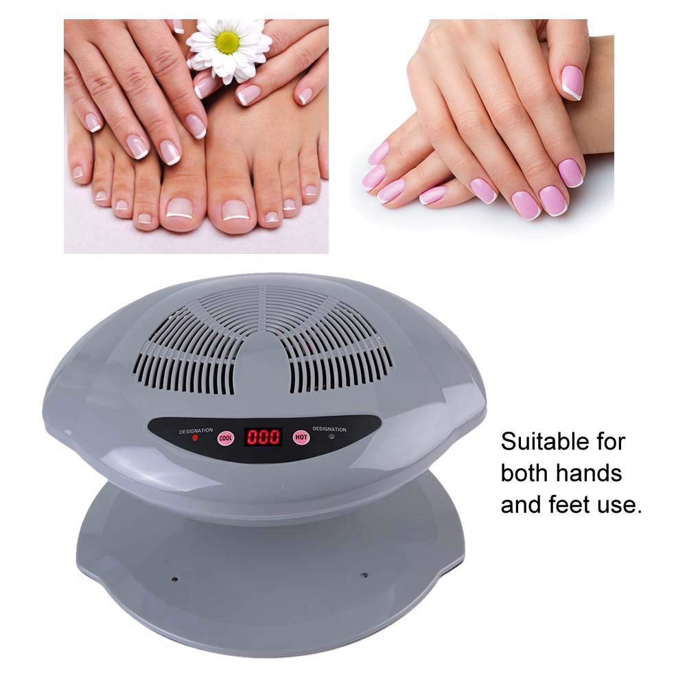 Professional Nail Dryer,Air Nail Dryer for Both Hands and Feet,400W Air Nail Fan Blow Dryer for Regular Nail Polish Automatic Cool Breeze Home and Salon Use Grey US Plug 110V