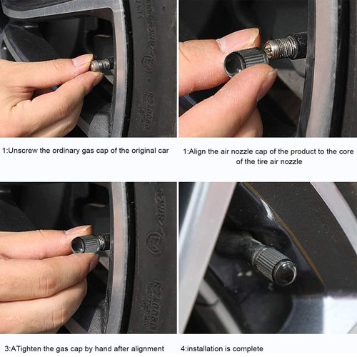 Tire Valve Stem Caps The Upgraded Version has a Sealing Ring for Car, Motorbike, Trucks, Bike, Bicycle （Black） (24)