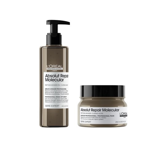 L'Oréal Professionnel Absolut Repair Molecular Pflege-Duo für stark strukturgeschädigtes Haar, Rinse-Off Serum und Maske 250ml