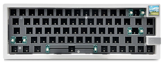 ZMX GMK67S Keyboard Barebones Kit,65% Gasket Mount Hot Swap PCB Tri-Mode BT5.0/2.4G/Type-C Wireless Mechanical Keyboard with TFT-LCD Screen VIA Programmable Custom RGB Gaming Keybaord DIY Kit (White)