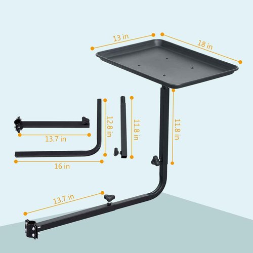 Salon Tray for Hair Stylist Steel Salon Tray Attached to Chair 360 Degree Rotating Salon Tray for Barber Chairs Hairdressing Tools Tattoo(Black)