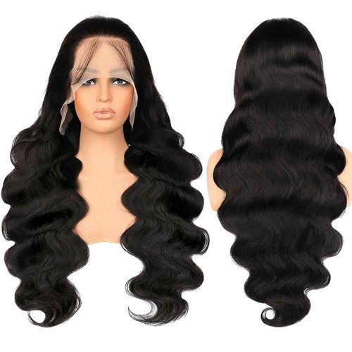 Devonia 13x4 Body Wave Lace Front Wigs Human Hair Pre Plucked 180 Density HD Transparent Lace Frontal Wigs Human Hair for Women Glueless Wigs Human Hair with Baby Hair 24 Inch
