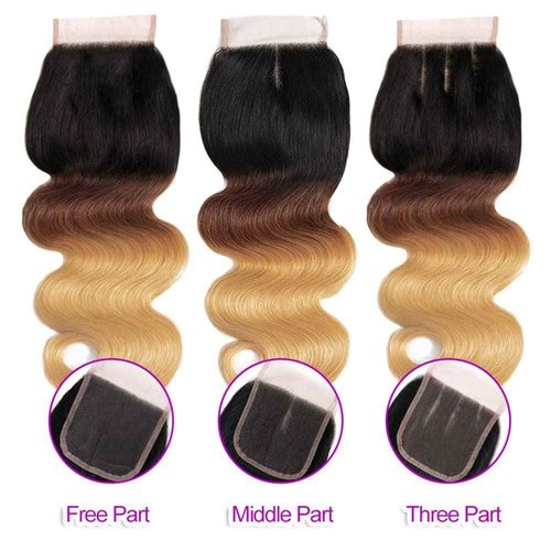 Ombre Closure Body Wave Lace Closure Ombre 1B 4 27 Human Hair 4X4 HD Transparent Lace Pre Plucked Bleached Knots Free Part With Baby Hair Same Day Delivery Long Ombre Lace Closure 20 Inch