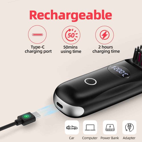 Portable Cordless Hair Straightener Brush for Travel
