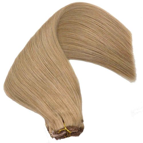Eufficco Real Human Remy Hair Lace Clip In Hair Extensions 18inch Finsih at 18.5inch 100g Color #18 Dirty Blonde Double Wefted Thick Ends Silky Soft Long Lifespan Tangle Free Human Hair Extensions