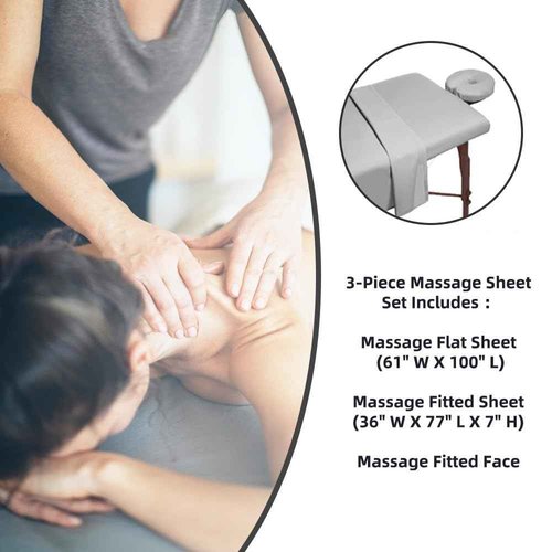 Massage Table Sheets 4 Sets, 3 Piece Reusable Set - Includes Massage Table Cover, Fitted Sheet and Face Rest Cover,Esthetician Supplies for SPA, Beauty & Tattoo Professionals (Dark Grey, Set of 4)