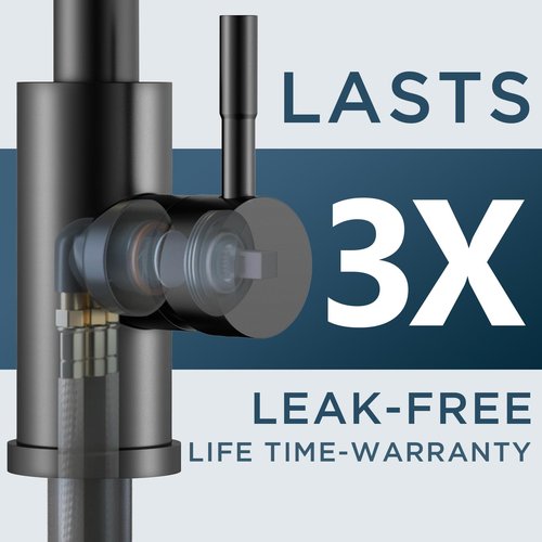 FORIOUS Black LED Kitchen Faucet with Pull Down Sprayer, High Arc Single Handle Modern Stainless Steel Sink Faucet with Temperature Digital Display, Suitable for Farmhouse Camper Rv Bar