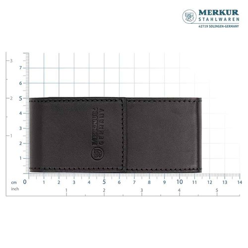 MERKUR 5005 Travel Shaving Set featuring MERKUR 23C Three-piece Safety Razor with Long Handle & Bright Chrome Finish, 10 Double Edge Blades & Black Leather Case | Made In Germany