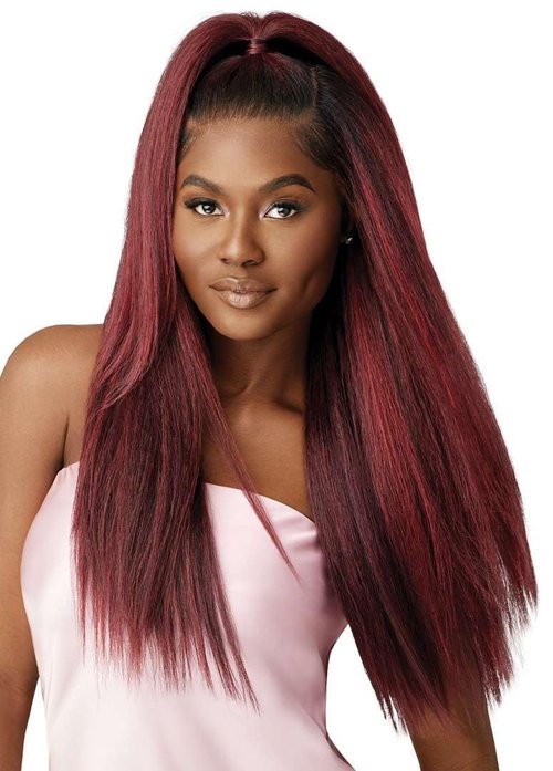 Outre Airtied 100% Fully Hand-Tied Wig - Human Hair Blend - Perm Yaki 26" (DR4/TIRAMISU)