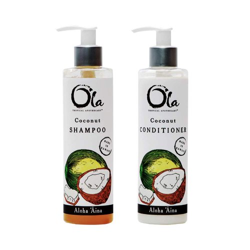 Ola Tropical Apothecary Coconut Organic Shampoo and Conditioner Hair Pair Combo - 8 fl oz each