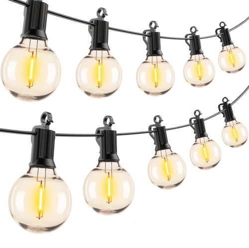 Brightown Outdoor String Lights - 2 Pack Globe Patio Lights 50 Ft with 25 G40 Shatterproof Bulbs, Waterproof Connectable Commercial Hanging Lights for Backyard Bistro Porch Cafe