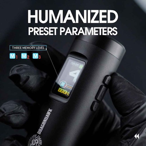 Dragonhawk Tattoo Kit X7 Tattoo Gun Kit Pen Machine Wireless Rotary Complete Tattoo Kit Smart Display 2 Replaceable Batteries 1,800mAh - Brushless Tattoo Motor by Mcore