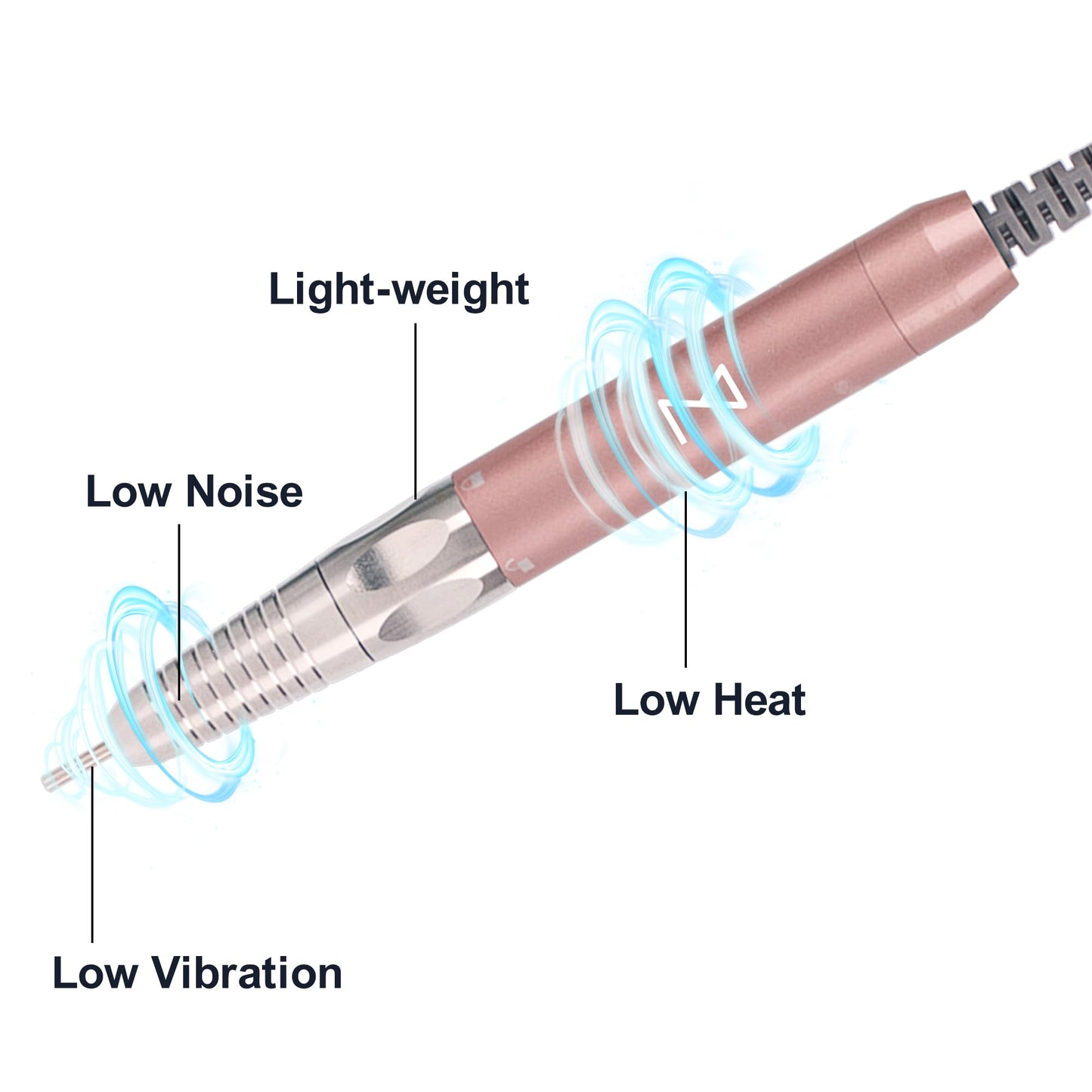 M - Max Brushless Motor Nail Drill Handpiece Only - 35K RPM | Machine Not Included | Compatible with M Brushless Nail Drill System (Handpiece - Rose Gold)