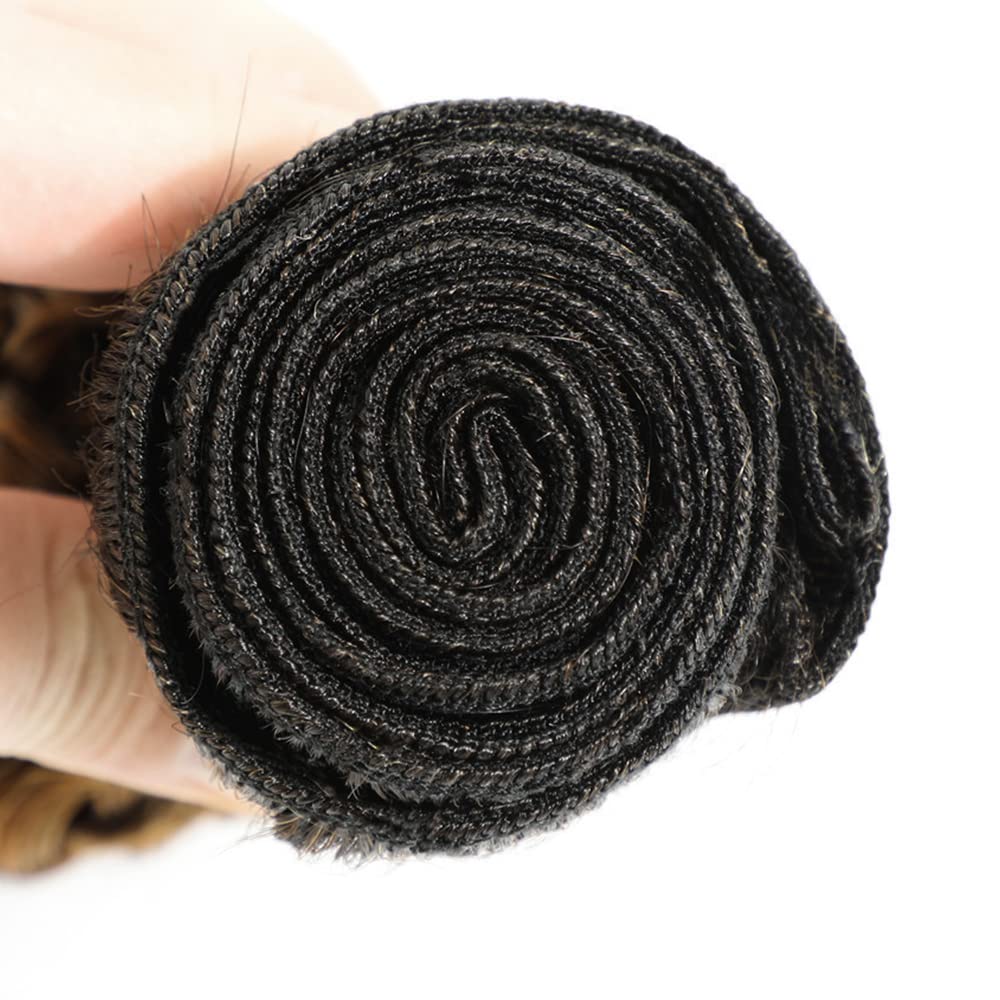 1B27 Ombre Curly Wave Bundle Blonde Human Hair 3 Bundles Kinky Curly 100% Unprocessed Virgin Hair Brazilian Double Weft Extensions Blonde Color 26 28 30 Inch For Women