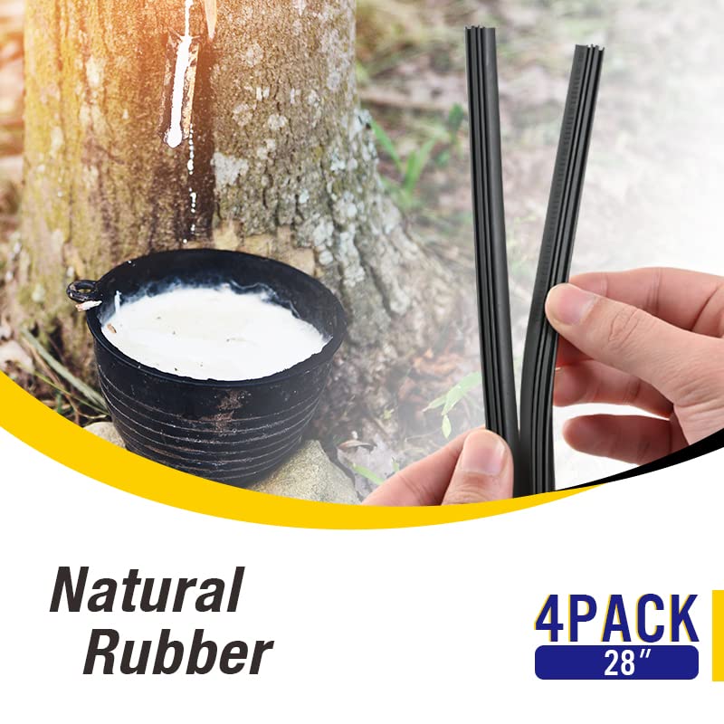 5 PLUS Wiper Blade Refill,4 PCs Adjustable Size of Universal Replacement Windshield Wiper Refill Replacement for Front & Rear Windshield Wiper Baldes Rubber Strip (28")